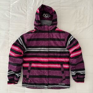 686 Girls Mannual Heather Insulated Snowboard Jacket Lt Plum Stripe Girls XL
